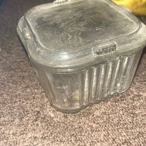 vintage federal glass refrigerator dish with lid